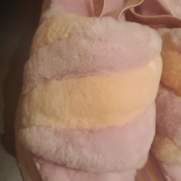 SOLD! UGG Disco Stripe Fluff Yeah Platform Slide Pink Dusk - Size 11 - Picture 4 of 13